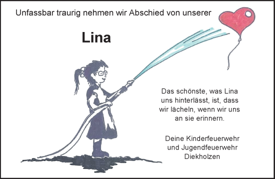 Traueranzeige von Lina  von Hildesheimer Allgemeine Zeitung