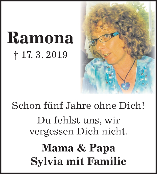 Traueranzeige von Ramona Deppe von Hildesheimer Allgemeine Zeitung