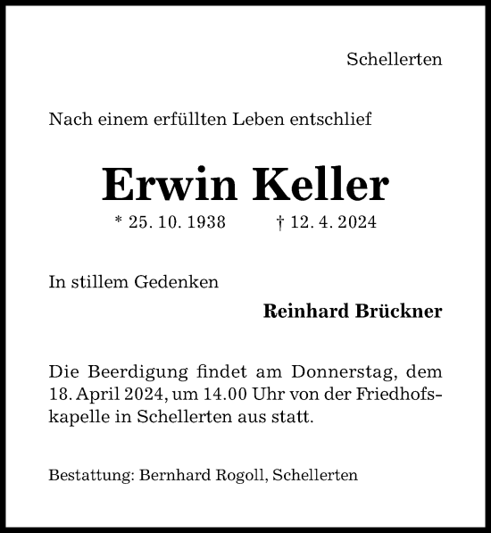 Traueranzeige von Erwin Keller von Hildesheimer Allgemeine Zeitung