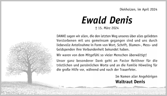 Traueranzeige von Ewald Denis von Hildesheimer Allgemeine Zeitung