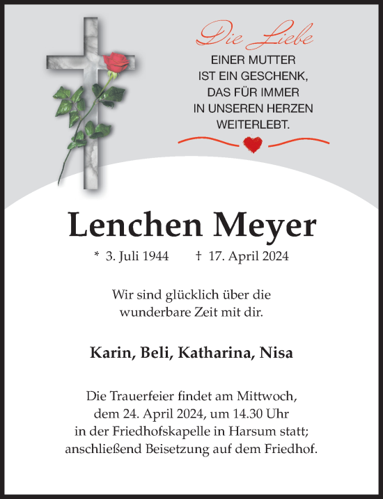 Traueranzeige von Lenchen Meyer von Hildesheimer Allgemeine Zeitung