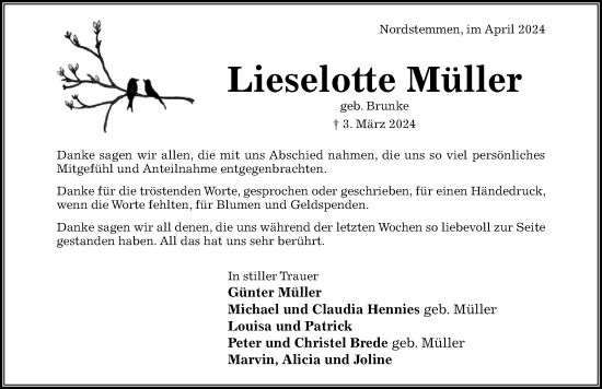 Traueranzeige von Lieselotte Müller von Hildesheimer Allgemeine Zeitung