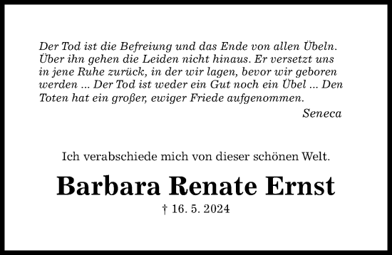 Traueranzeige von Barbara Renate Ernst von Hildesheimer Allgemeine Zeitung