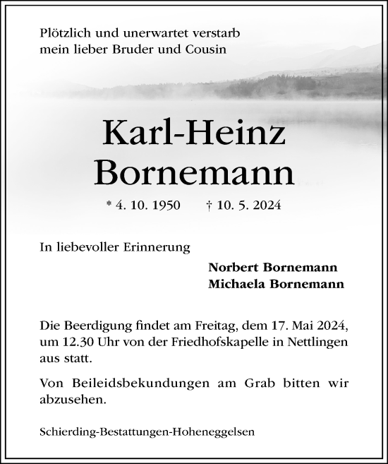 Traueranzeige von Karl-Heinz Bornemann von Hildesheimer Allgemeine Zeitung