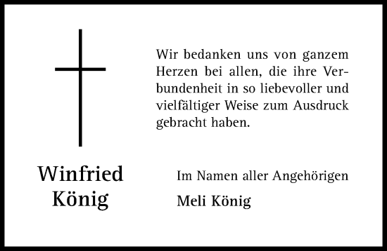 Traueranzeige von Winfried König von Hildesheimer Allgemeine Zeitung