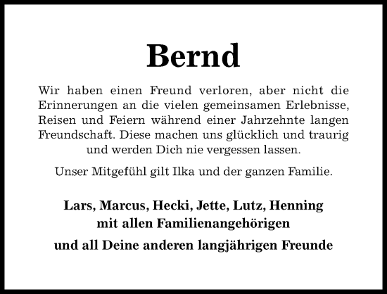 Traueranzeige von Bernd  von Hildesheimer Allgemeine Zeitung