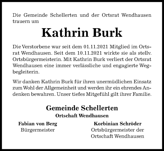 Traueranzeige von Kathrin Burk von Hildesheimer Allgemeine Zeitung