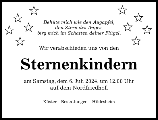 Traueranzeige von In Gedenken Sternenkinder von Hildesheimer Allgemeine Zeitung