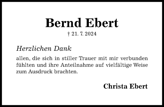 Traueranzeige von Bernd Ebert von Hildesheimer Allgemeine Zeitung