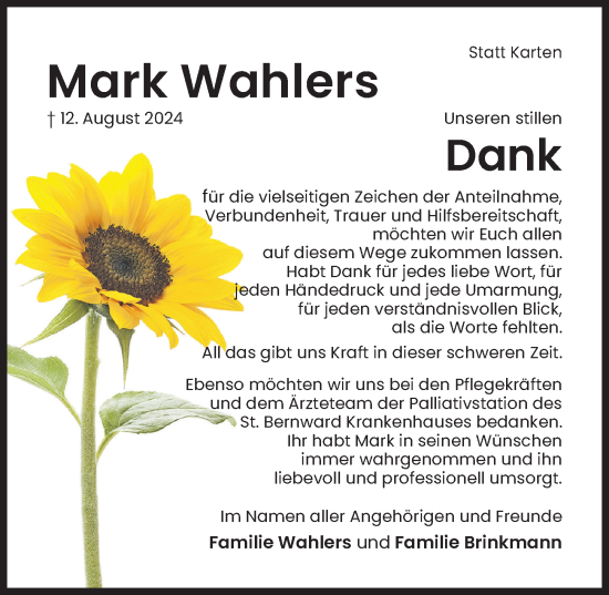 Traueranzeige von Mark Wahlers von Hildesheimer Allgemeine Zeitung