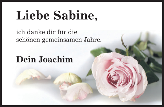 Traueranzeige von Sabine  von Hildesheimer Allgemeine Zeitung