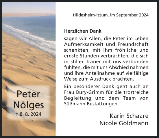 Traueranzeige von Peter Nölges von Hildesheimer Allgemeine Zeitung