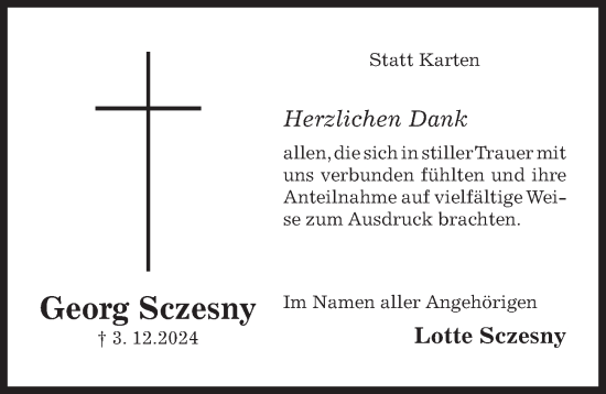 Traueranzeige von Georg Sczesny von Hildesheimer Allgemeine Zeitung
