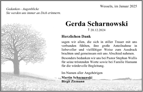 Traueranzeige von Gerda Scharnowski von Hildesheimer Allgemeine Zeitung