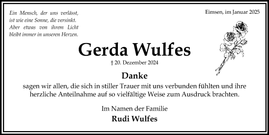 Traueranzeige von Gerda Wulfes von Hildesheimer Allgemeine Zeitung