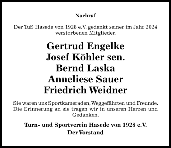 Traueranzeige von Gertrud Engelke von Hildesheimer Allgemeine Zeitung