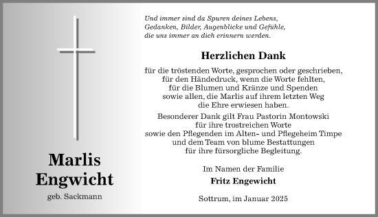 Traueranzeige von Marlis Engwicht von Hildesheimer Allgemeine Zeitung