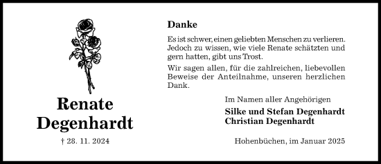 Traueranzeige von Renate Degenhardt von Hildesheimer Allgemeine Zeitung