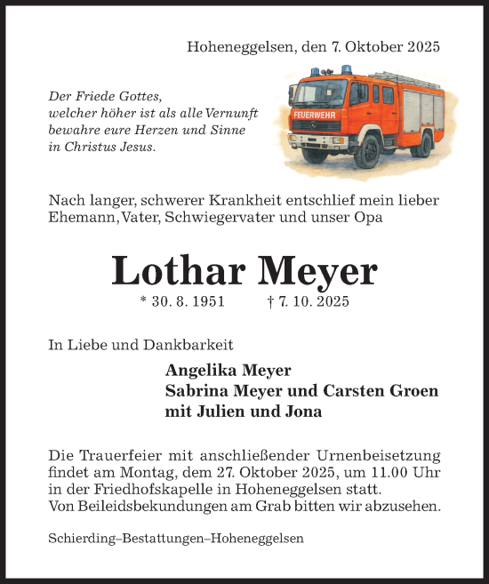 Traueranzeige von Lothar Meyer von Hildesheimer Allgemeine Zeitung