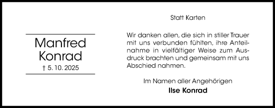 Traueranzeige von Manfred Konrad von Hildesheimer Allgemeine Zeitung