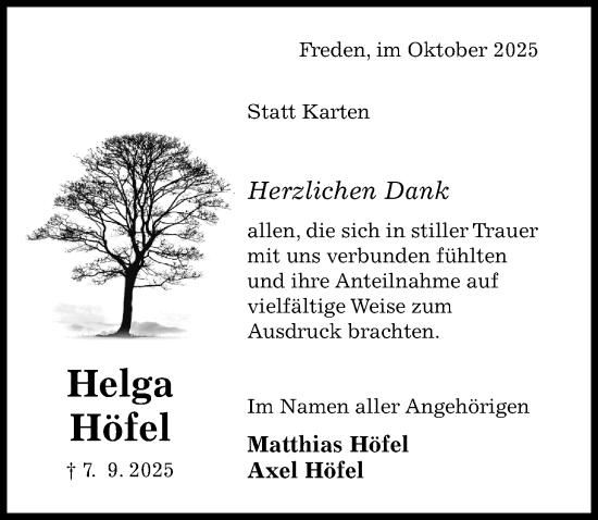 Traueranzeige von Matthias Höfel von Hildesheimer Allgemeine Zeitung