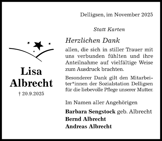 Traueranzeige von Lisa Albrecht von Hildesheimer Allgemeine Zeitung