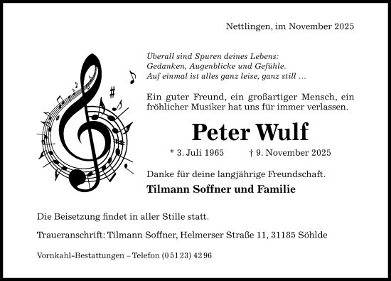 Traueranzeige von Peter Wulf von Hildesheimer Allgemeine Zeitung