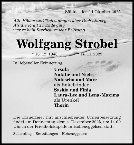 Traueranzeige von Wolfgang Strobel von Hildesheimer Allgemeine Zeitung