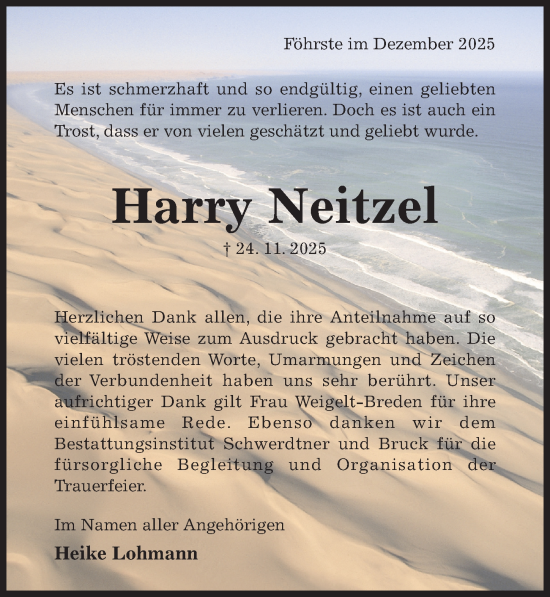 Traueranzeige von Harry Neitzel von Hildesheimer Allgemeine Zeitung