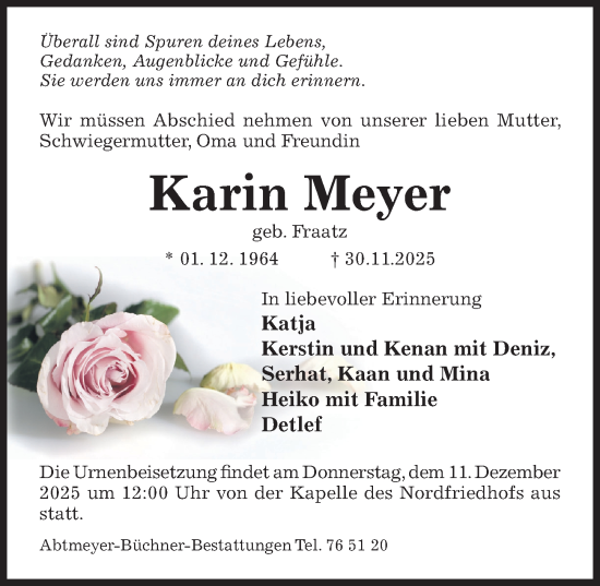 Traueranzeige von Karin Meyer von Hildesheimer Allgemeine Zeitung