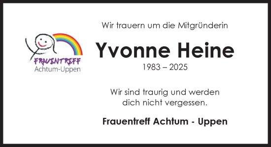 Traueranzeige von Yvonne Heine von Hildesheimer Allgemeine Zeitung
