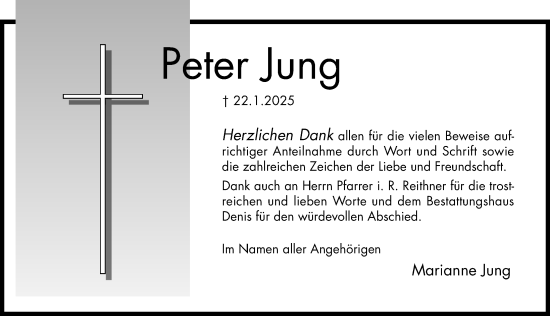 Traueranzeige von Peter Jung von Hildesheimer Allgemeine Zeitung