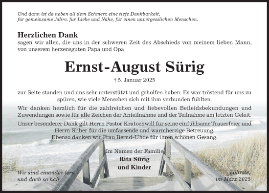 Traueranzeige von Ernst-August Sürig von Hildesheimer Allgemeine Zeitung
