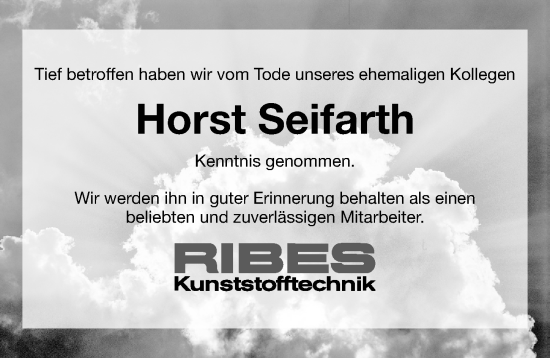 Traueranzeige von Horst Seifarth von Hildesheimer Allgemeine Zeitung