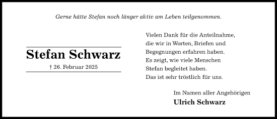 Traueranzeige von Stefan Schwarz von Hildesheimer Allgemeine Zeitung