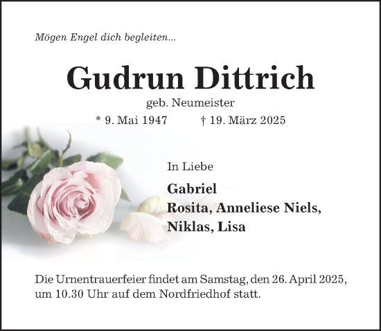 Traueranzeige von Gudrun Dittrich von Hildesheimer Allgemeine Zeitung