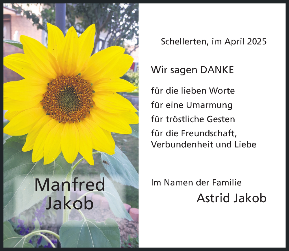  Traueranzeige für Manfred Jakob vom 30.04.2025 aus Hildesheimer Allgemeine Zeitung