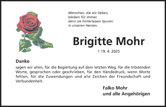 Traueranzeige von Brigitte Mohr von Hildesheimer Allgemeine Zeitung