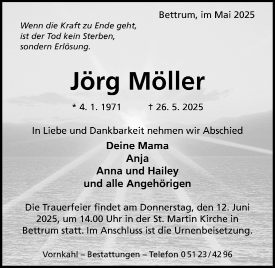 Traueranzeige von Jörg Möller von Hildesheimer Allgemeine Zeitung