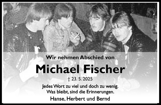 Traueranzeige von Michael Fischer von Hildesheimer Allgemeine Zeitung