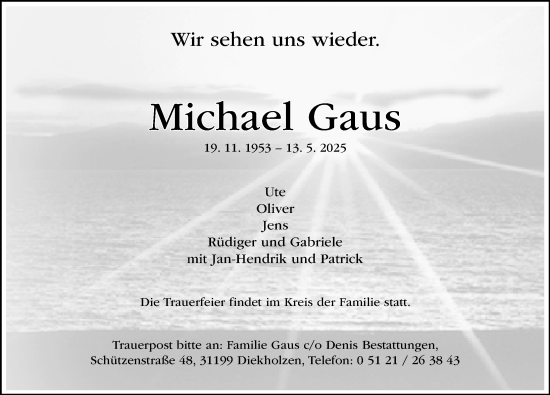 Traueranzeige von Michael Gaus von Hildesheimer Allgemeine Zeitung