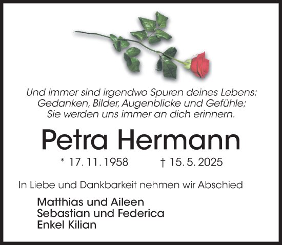 Traueranzeige von Petra Hermann von Hildesheimer Allgemeine Zeitung