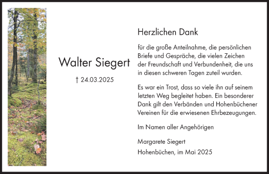 Traueranzeige von Walter Siegert von Hildesheimer Allgemeine Zeitung