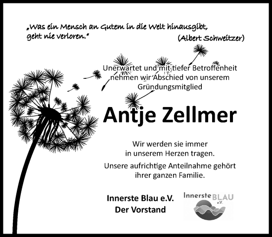 Traueranzeige von Antje Zellmer von Hildesheimer Allgemeine Zeitung