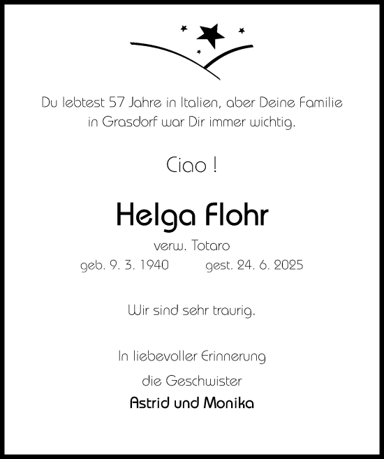 Traueranzeige von Helga Flohr von Hildesheimer Allgemeine Zeitung