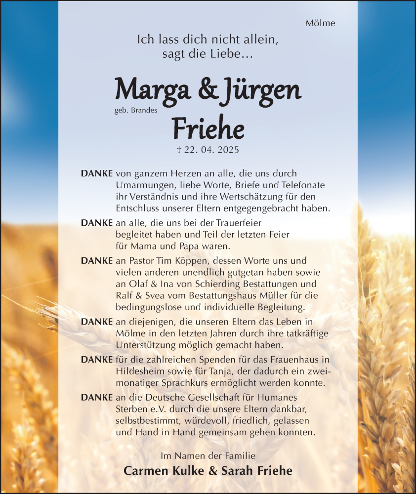  Traueranzeige für Jürgen Friehe vom 28.06.2025 aus Hildesheimer Allgemeine Zeitung