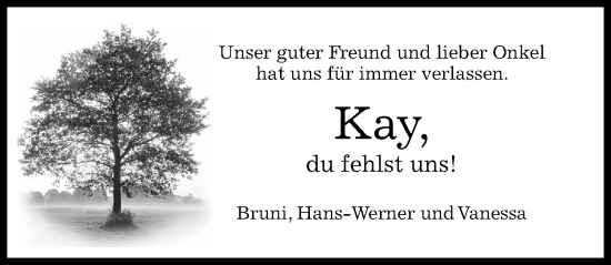 Traueranzeige von Kay Westendorff von Hildesheimer Allgemeine Zeitung