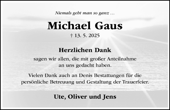 Traueranzeige von Michael Gaus von Hildesheimer Allgemeine Zeitung