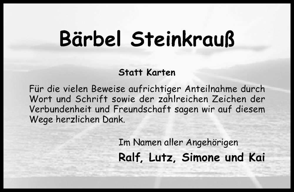  Traueranzeige für Bärbel Steinkrauß vom 12.07.2025 aus Hildesheimer Allgemeine Zeitung