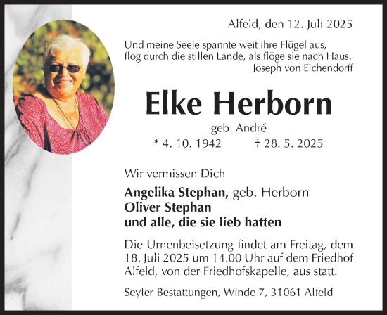 Traueranzeige von Elke Herborn von Hildesheimer Allgemeine Zeitung